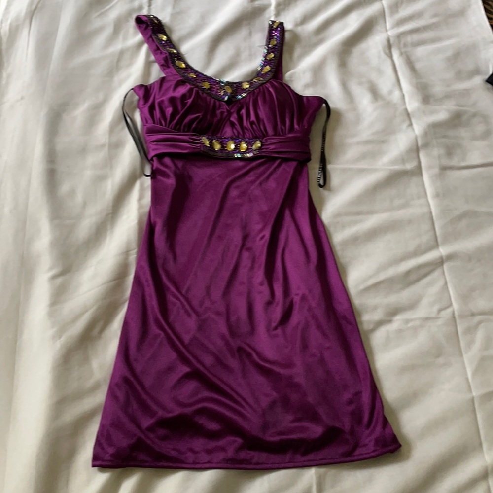 Purple dress with faux jewels